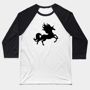 Black Running Unicorn Silhouette Baseball T-Shirt